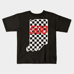 Indiana Indianapolis 500 Checkered Car Race Vintage Retro Kids T-Shirt